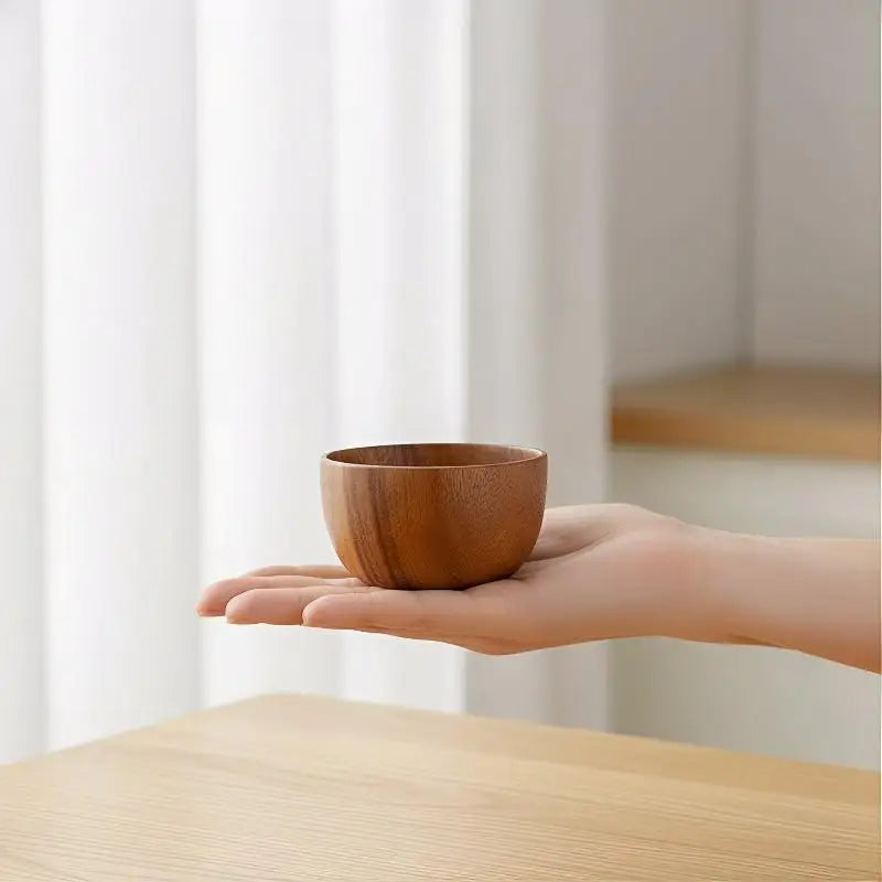 Premium Wood Salad Bowl Food-Safe Natural Round Serving Basin Durable Wooden Fruit Bowl for Kitchen Salad Tableware Gift