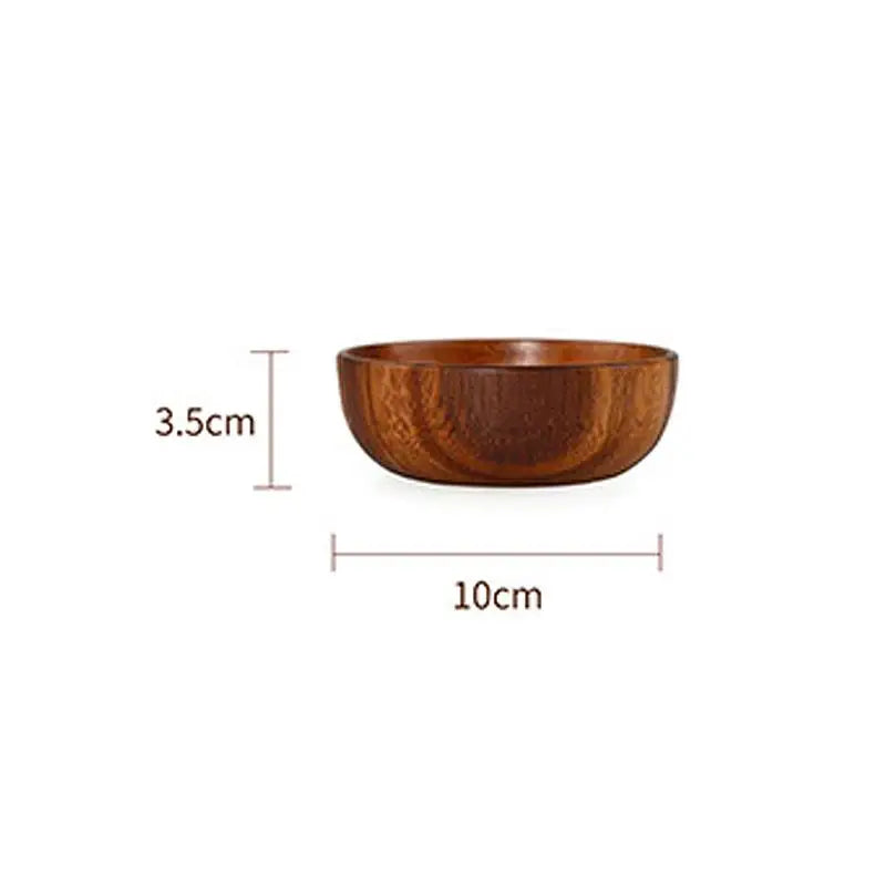 Premium Wood Salad Bowl Food-Safe Natural Round Serving Basin Durable Wooden Fruit Bowl for Kitchen Salad Tableware Gift