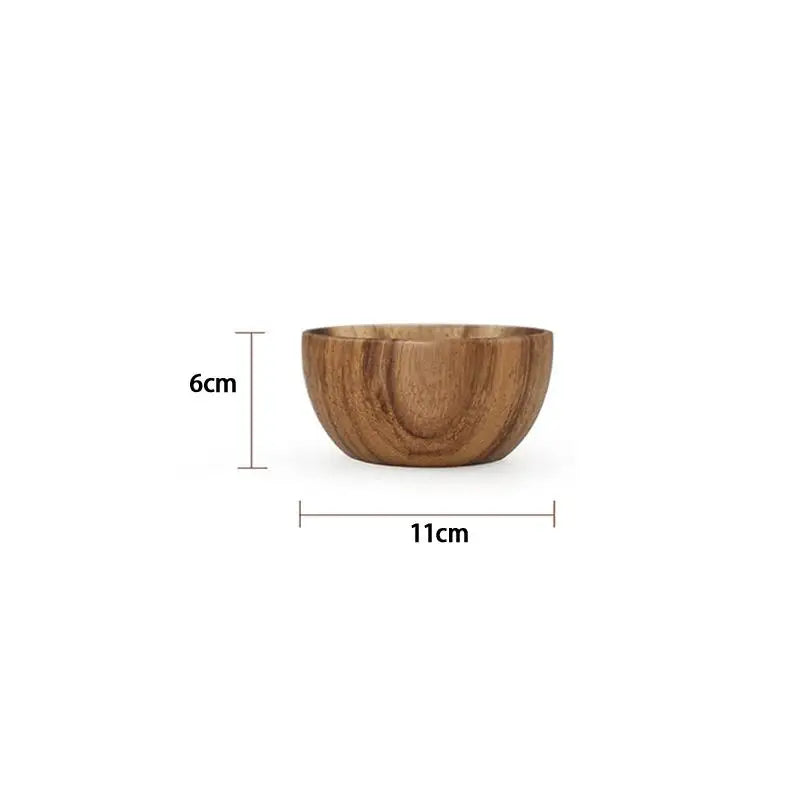 Premium Wood Salad Bowl Food-Safe Natural Round Serving Basin Durable Wooden Fruit Bowl for Kitchen Salad Tableware Gift