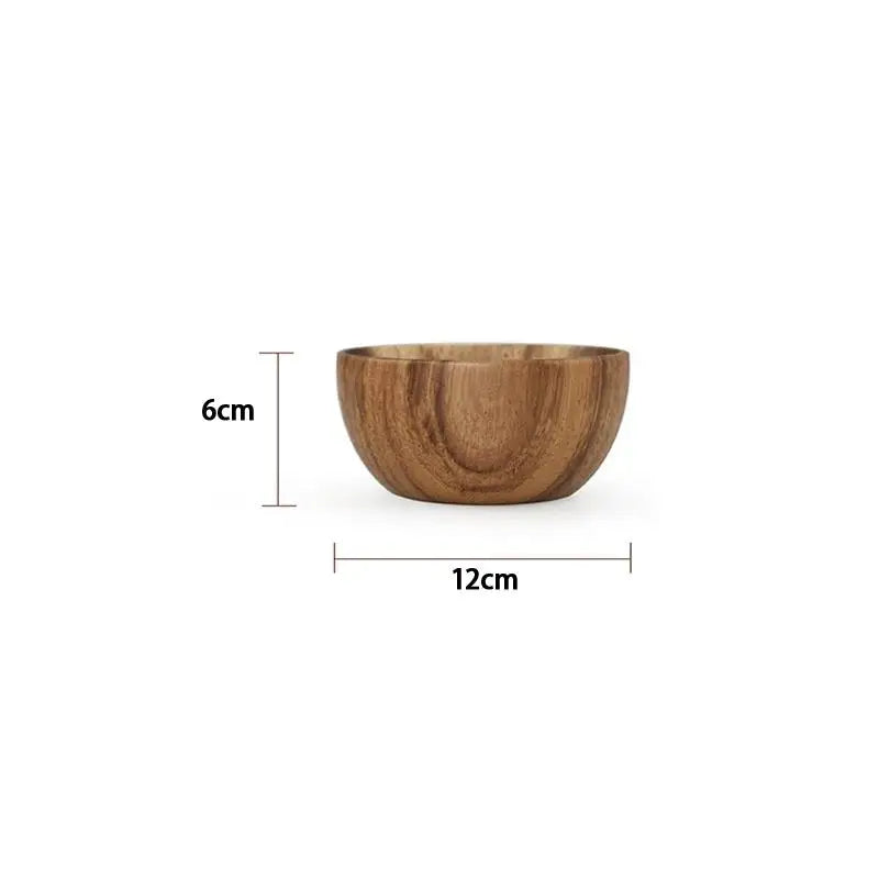 Premium Wood Salad Bowl Food-Safe Natural Round Serving Basin Durable Wooden Fruit Bowl for Kitchen Salad Tableware Gift