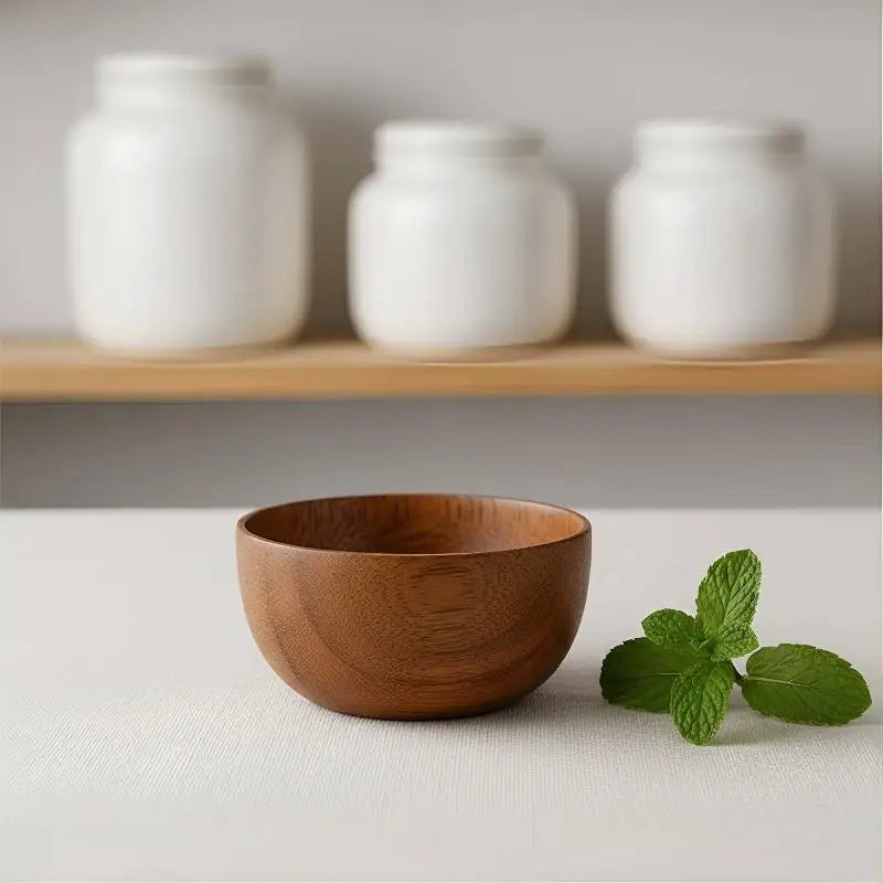 Premium Wood Salad Bowl Food-Safe Natural Round Serving Basin Durable Wooden Fruit Bowl for Kitchen Salad Tableware Gift