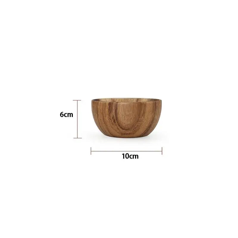 Premium Wood Salad Bowl Food-Safe Natural Round Serving Basin Durable Wooden Fruit Bowl for Kitchen Salad Tableware Gift