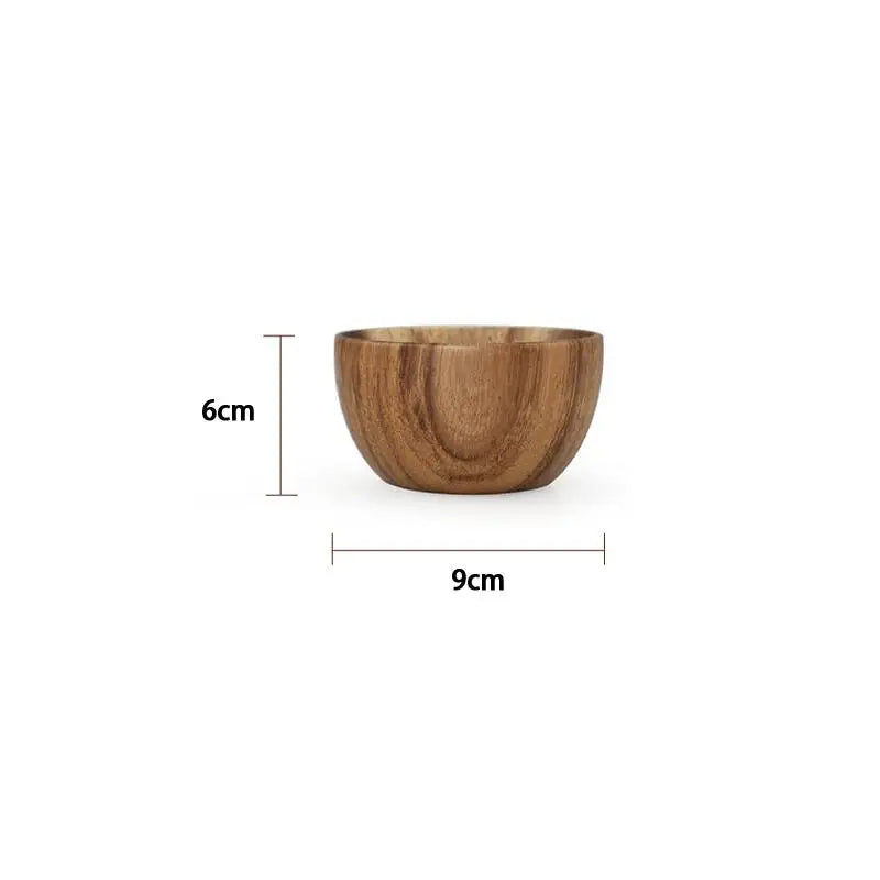Premium Wood Salad Bowl Food-Safe Natural Round Serving Basin Durable Wooden Fruit Bowl for Kitchen Salad Tableware Gift